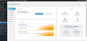 Tableau de bord de l'extension Source.Immo dans WordPress