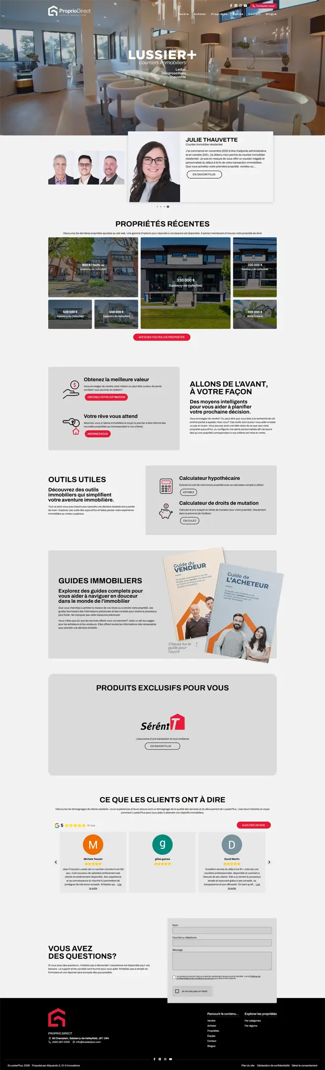 Site web Lussier Plus réalisé par ID-3 Innovations